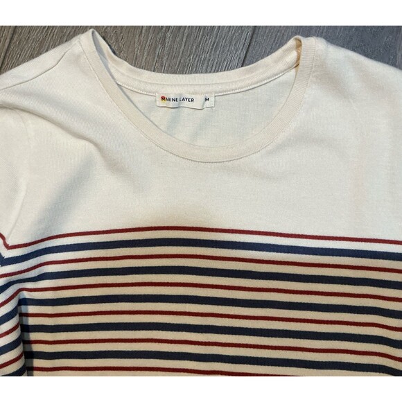 Marine Layer Women's Size Medium Nautical Striped 3/4 Sleeve April Tunic Dress - Picture 5 of 6